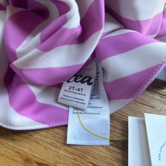 NWT Tea Collection 2- 4 M Reversible Baby Sun Hat Striped Ice Cream Cones UPF 40 - Picture 3 of 8